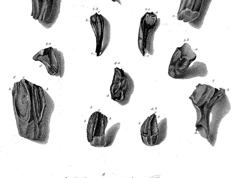 Gideon Mantell’s 1825 drawing of Iguanodon teeth
